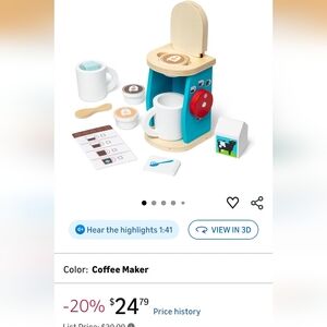 Melissa and Doug Wooden Toy Coffee Maker Set